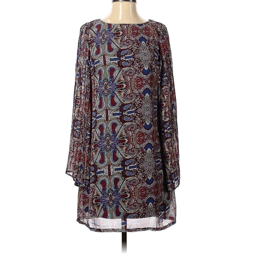 Fire Los Angeles long sleeve bohemian print woman’s Medium Casual Dress